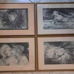 4 LITHOGRAPHIES EROTIQUES SIGN&Egrave;ES