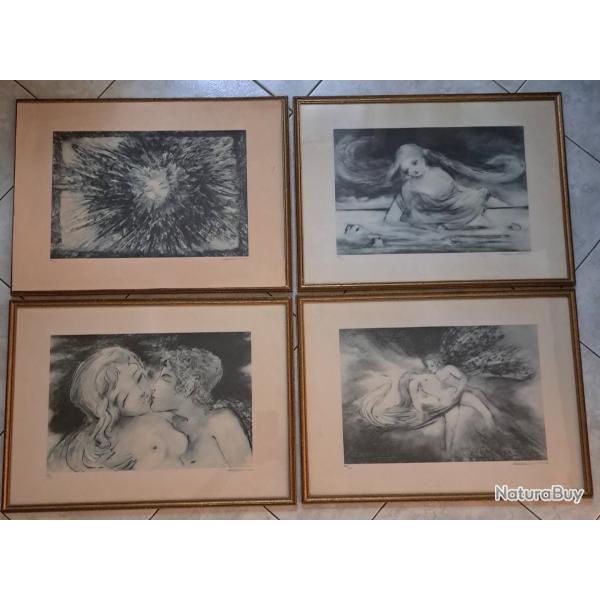 4 LITHOGRAPHIES EROTIQUES SIGN�ES