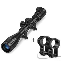 Lunette de tir CVLife 4-16x44 AOE &agrave; r&eacute;ticule lumineux + Colliers 11mm Extra-Hauts CVLife