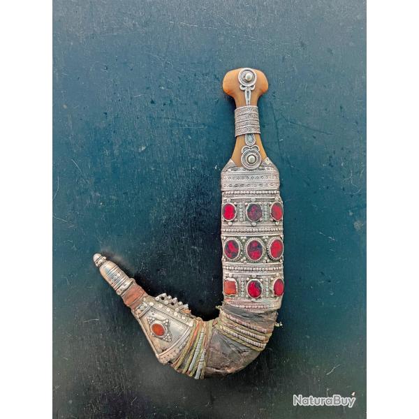 ANCIEN SUPERBE POIGNARD JAMBIYA POUR COLLECTION, KHANJAR, QATAR, YEMEN, ARABIE SAOUDITE