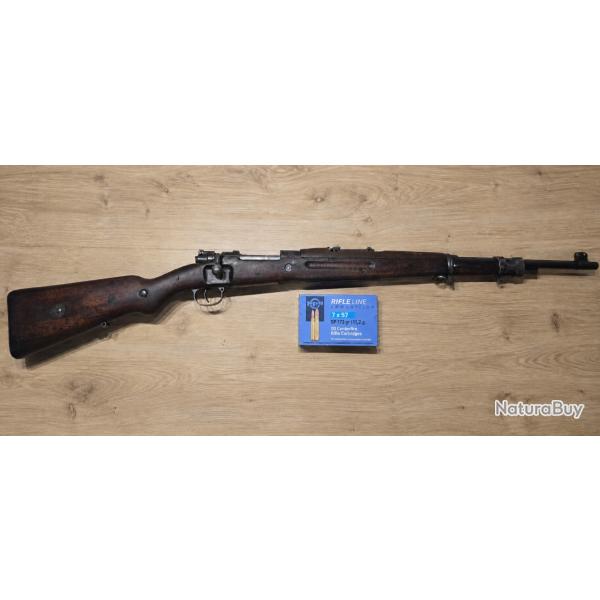 CARABINE � VERROU CZ BRNO MOD�LE 1908/34 BR�SILIEN CALIBRE 7X57 MAUSER + 120 CARTOUCHES PPU