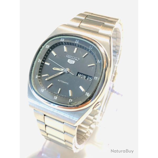 Montre Vintage Seiko 5 Automatique - Cadran Noir 24H - Calibre 6309A � 17 rubis - tr�s bon �tat