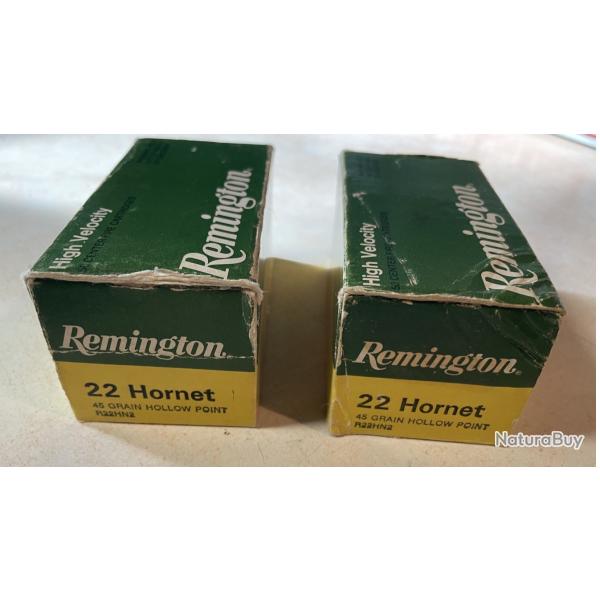 Lot de 78 cartouches Remington 22 Hornet 45gr Hollow Point
