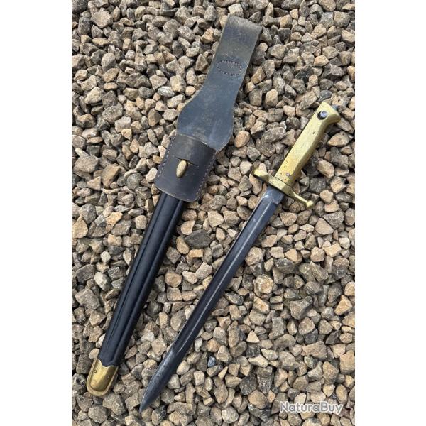 Ba�onnette Italienne Vetterli 70-87-16 D'urgence Manche En Laiton Italie WW1