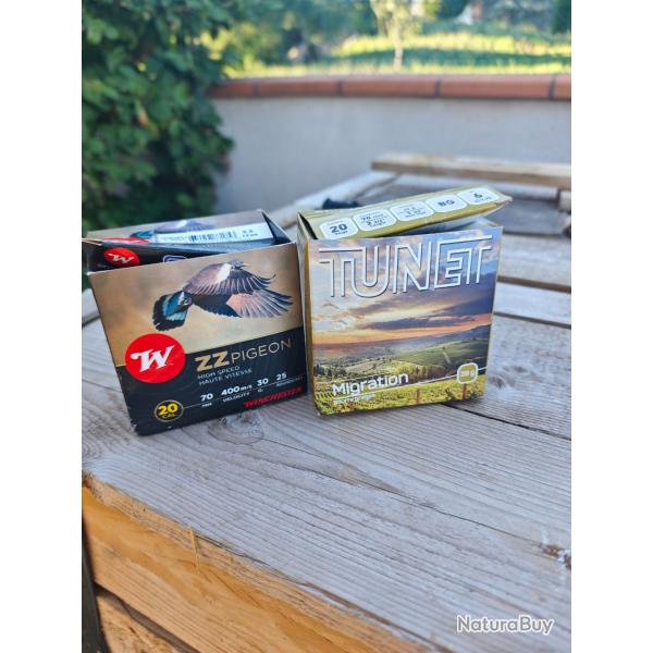 Lot de cartouches de chasse Calibre 20 (Tunet & Winchester)