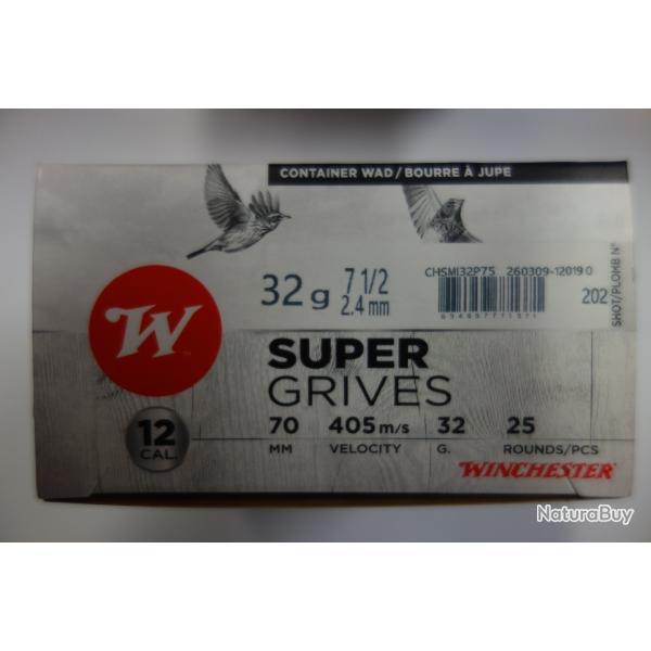 LOT DE 200 MUNITIONS WINCHESTER SUPER GRIVES CAL 12X70 32GR  10  BJ NOUVELLE FABRICATION