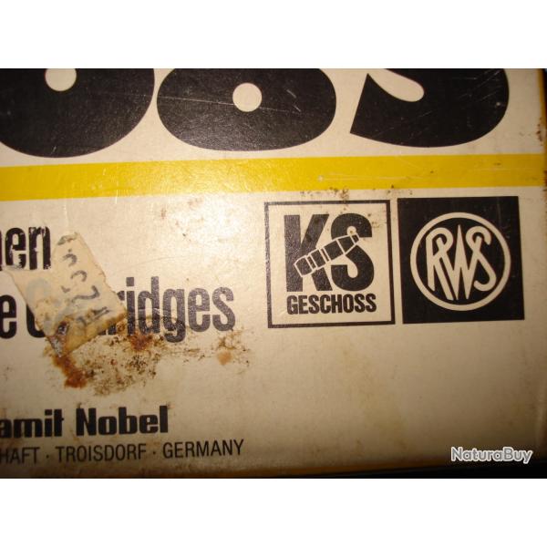 Boite entam�e de 19 cartouches RWS KS  cal. 8X68 S  224 grains