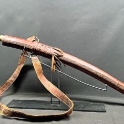 ANCIEN SABRE TURC OTTOMAN "YATAGAN" LAME POINCONNEE, BEAU FOURREAU PRESENT.