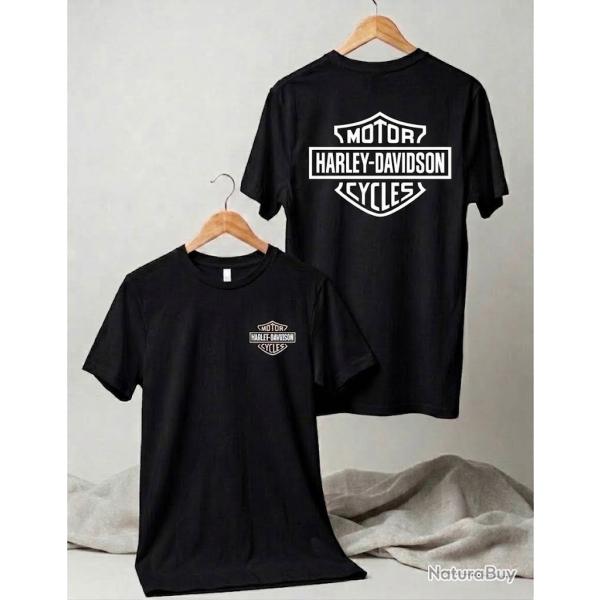 T-Shirt HARLEY DAVDSON MOTOR CYCLES Noir & Blanc