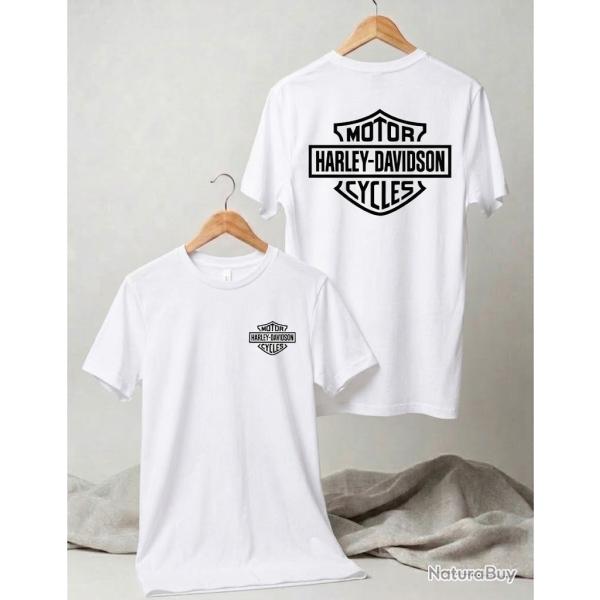T-Shirt HARLEY DAVDSON MOTOR CYCLES Blanc & Noir