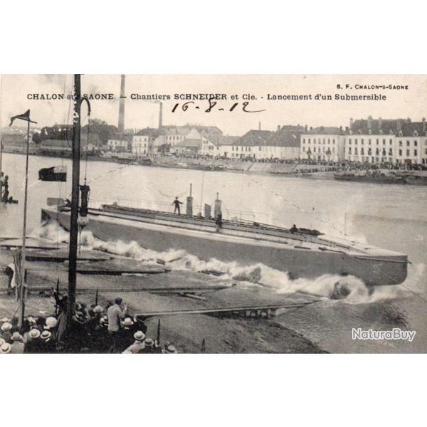 Carte Postale Ancienne - Lancement d'un Sous-Marin � Chalon-sur-Sa�ne -N�8676