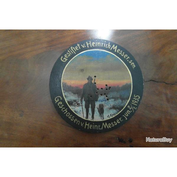 Ancienne cible en bois de concours de tir allemand de 1939 peinte � la main