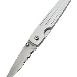 SHARP DELUXE - 1284SH - Couteau pliant lame acier avec serrations manche aluminium