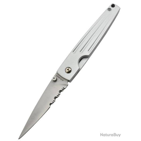 SHARP DELUXE - 1284SH - Couteau pliant lame acier avec serrations manche aluminium