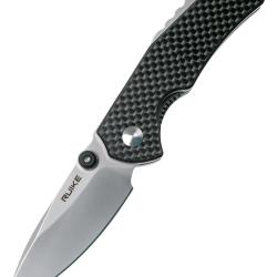 RUIKE - P671CB - Noir - Couteau de poche lame acier 14C28N manche G10 et fibre de carbone