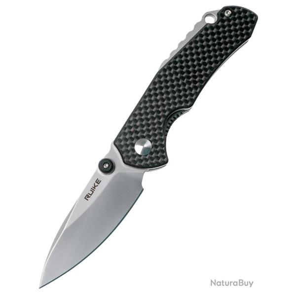 RUIKE - P671CB - Noir - Couteau de poche lame acier 14C28N manche G10 et fibre de carbone