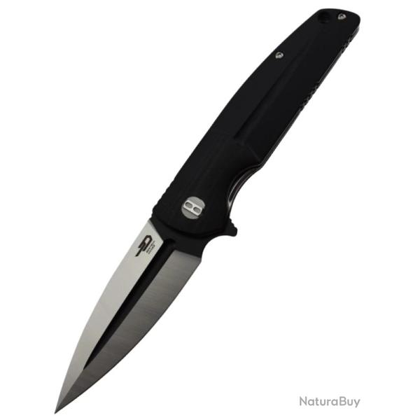 BESTECH KNIVES - Fin BG34A-2 - Couteau pliant Lame Spearpoint en Acier 12C28N, Manche G10
