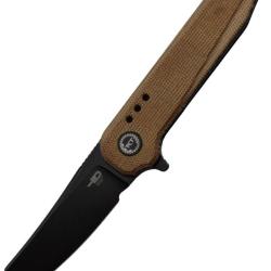 BESTECH KNIVES - Syntax BG40F - Couteau pliant Lame Tanto Invers&eacute;e, Acier 14C28N, Manche Micarta, Cl