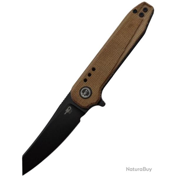 BESTECH KNIVES - Syntax BG40F - Couteau pliant Lame Tanto Invers�e, Acier 14C28N, Manche Micarta, Cl