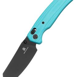 Bestechman Cicada's Wing BMK06J - Couteau pliant 10Cr15MoV Black PVD manche G10 bleu clair