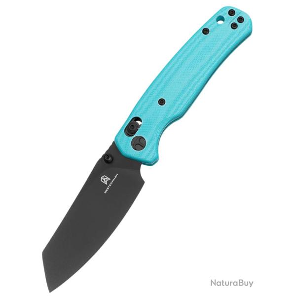 Bestechman Cicada's Wing BMK06J - Couteau pliant 10Cr15MoV Black PVD manche G10 bleu clair