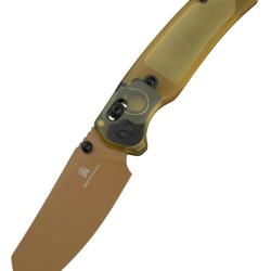 Bestechman Cicada's Wing BMK06D - Couteau pliant 10Cr15MoV lame finition or manche Ultem