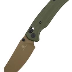 Bestechman Cicada's Wing BMK06C - Couteau pliant 10Cr15MoV lame finition or manche G10 OD Green