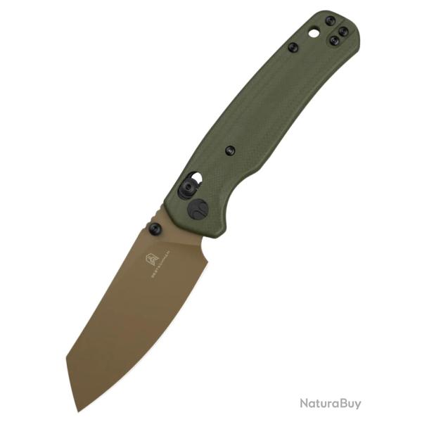 Bestechman Cicada's Wing BMK06C - Couteau pliant 10Cr15MoV lame finition or manche G10 OD Green