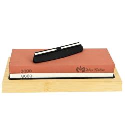 MAXKNIVES - MK1706 - Pierre d'aff&ucirc;tage sur support + guide d'aff&ucirc;tage