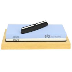 MAXKNIVES - MK1707 - Pierre d'aff&ucirc;tage sur support + guide d'aff&ucirc;tage