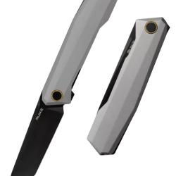 RUIKE - P166AK - GRIS - Couteau pliant EDC Tanto 14C28N, lame noire mate
