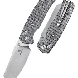 Bestechman Cicada's Wing BMK06-S-1 - Couteau pliant 10Cr15MoV finition satin&eacute;e manche inox PVD gris 