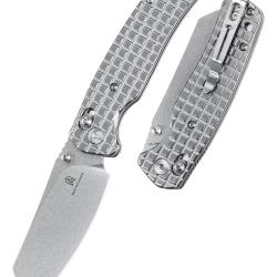 Bestechman Cicada's Wing BMK06-S-5 - Couteau pliant 10Cr15MoV manche inox poli motif fragment&eacute;