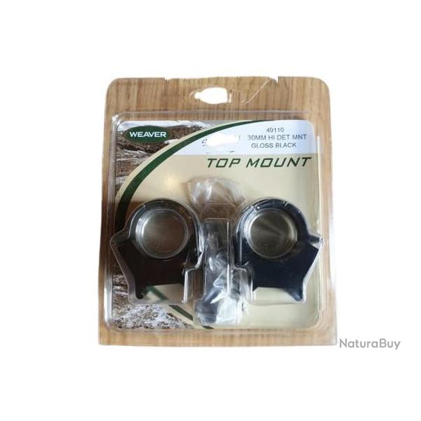 Colliers WEAVER top mount 30mm haut 49110 (noir brillant)