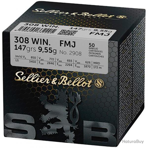 Cartouches SELLIER & BELLOT 308 WIN - FMJ 147GRS - BOITE DE 50 UNIT�S