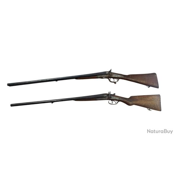 Lot de 2 fusils anciens - Lefaucheux et chiens ext�rieurs