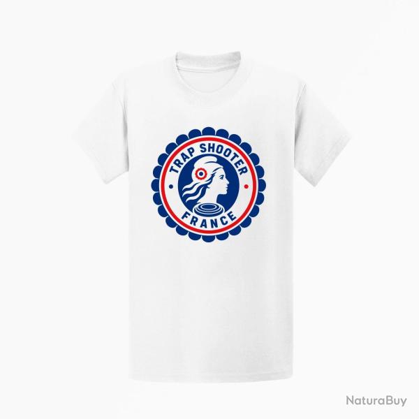 T-shirt Ball Trap Trap Shooter France Patriote Blanc