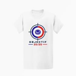 T-shirt Ball Trap Objectif 25 sur 25 Fran&ccedil;ais Blanc