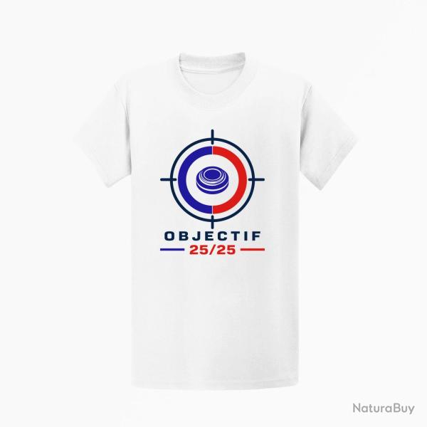 T-shirt Ball Trap Objectif 25 sur 25 Fran�ais Blanc
