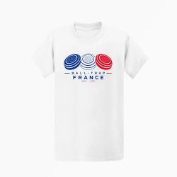 T-shirt Ball Trap France Plateaux Tricolores Blanc