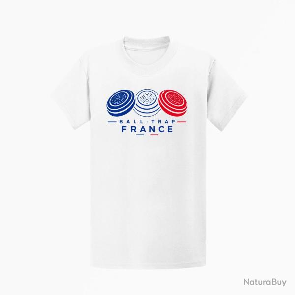 T-shirt Ball Trap France Plateaux Tricolores Blanc