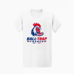 T-shirt Ball Trap France Coq et Plateau Blanc