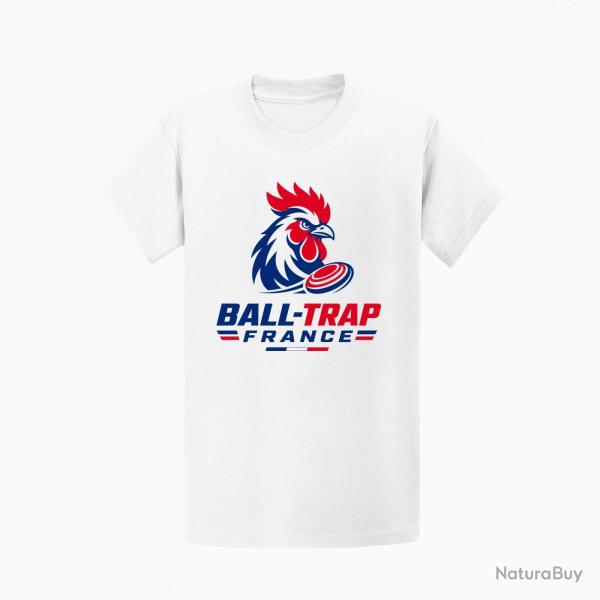 T-shirt Ball Trap France Coq et Plateau Blanc