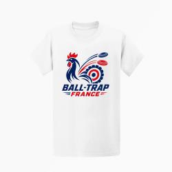 T-shirt Ball Trap France Coq Cocarde Tricolore Blanc