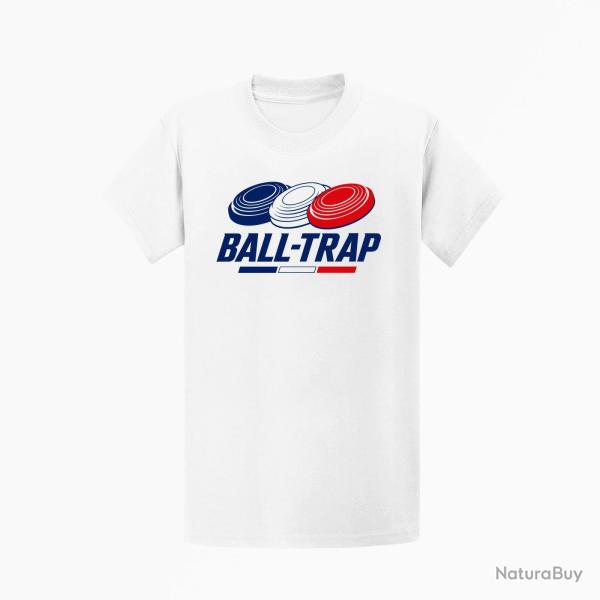 T-shirt Ball Trap Fran�ais Plateaux Tricolores Blanc