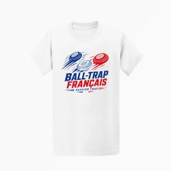 T-shirt Ball Trap Fran&ccedil;ais Passion Trap Plateaux Tricolores Blanc