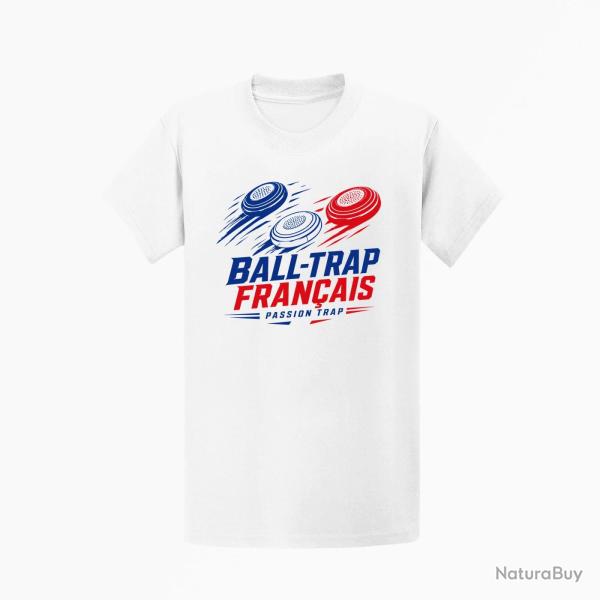 T-shirt Ball Trap Fran�ais Passion Trap Plateaux Tricolores Blanc