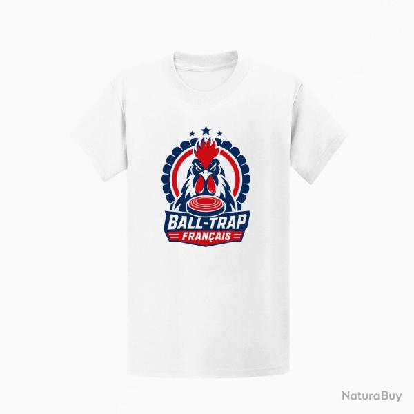 T-shirt Ball Trap Fran�ais Coq Tricolore Blanc