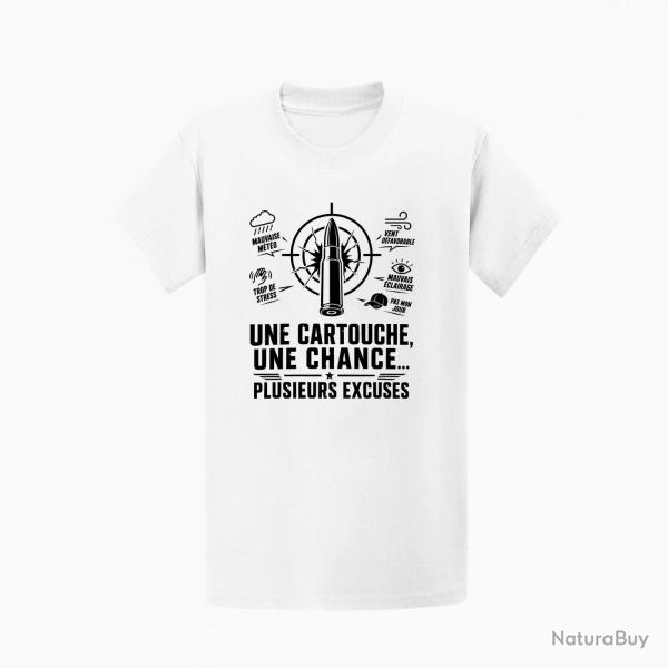 T-shirt Tir Sportif Une cartouche plusieurs excuses Blanc