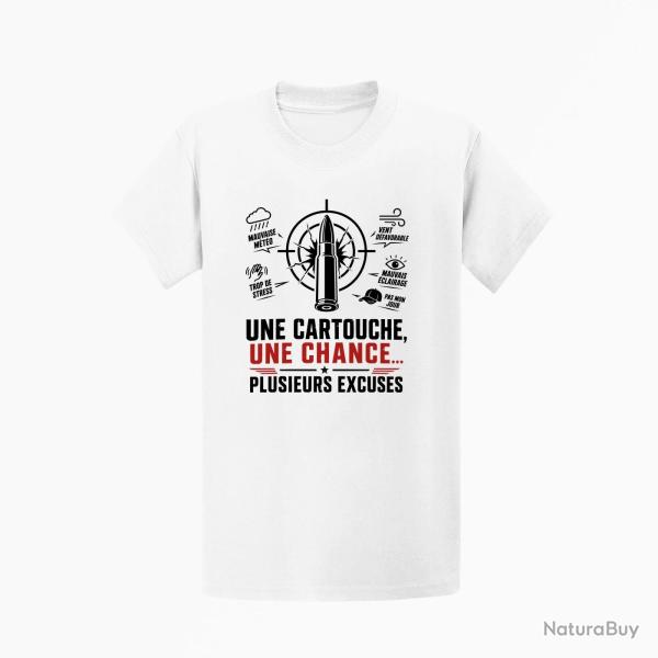 T-shirt Tir Sportif Une cartouche plusieurs excuses Blanc / Orange